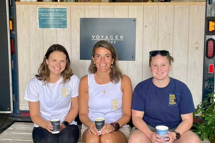 All-female rowing team Go With The Flow supported by Voyager Coffee