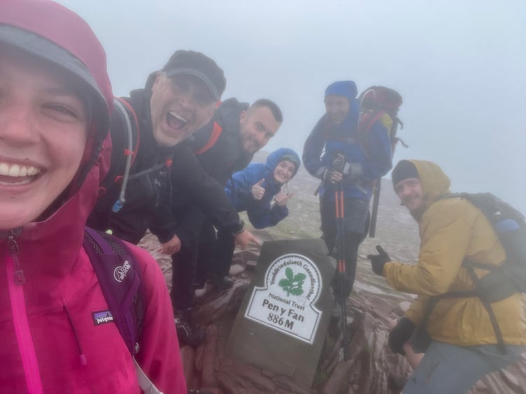 The SWW hikers at the peak of Pen y Fan