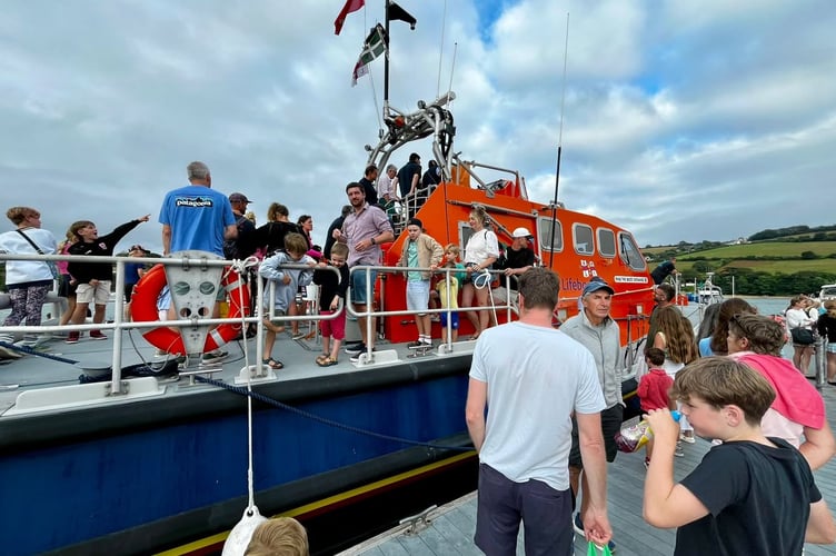 Visitors flock to see a Salcombe RNLI lifeboat