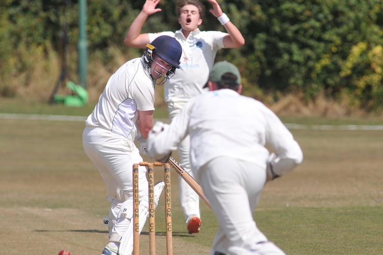 Devon Cricket League C Division West. Ashburton 1st XI versus Cornwood 2nd XI. Cornwood's HArry Woolway watched the ball go wide - much to Ashburton bowler Jack Warren's frustration

Cornwood won the toss and elected to batmaking 142 all out after 40.2 overs. Ashbuton took to the crease after tea and in 27 overs made 145/4 which gave them a six wicket win
