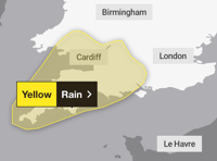 Yellow weather warning issued for heavy rain and flooding