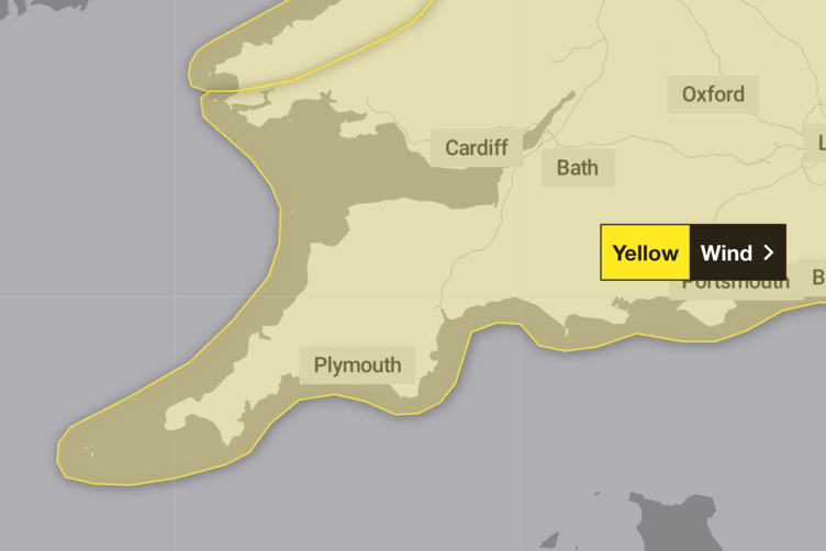 A yellow wind warning will impact the entire South West on Saturday, October 4.