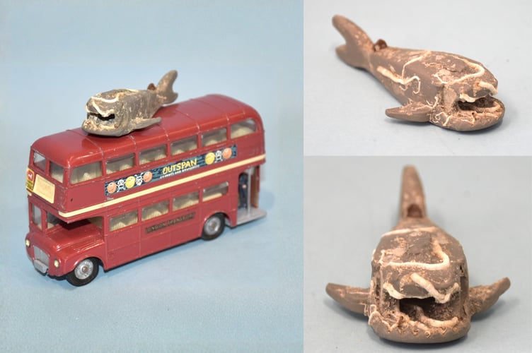 LEGO Shark found by Devon fisherman, 30 years after going overboard the Tokio Express.