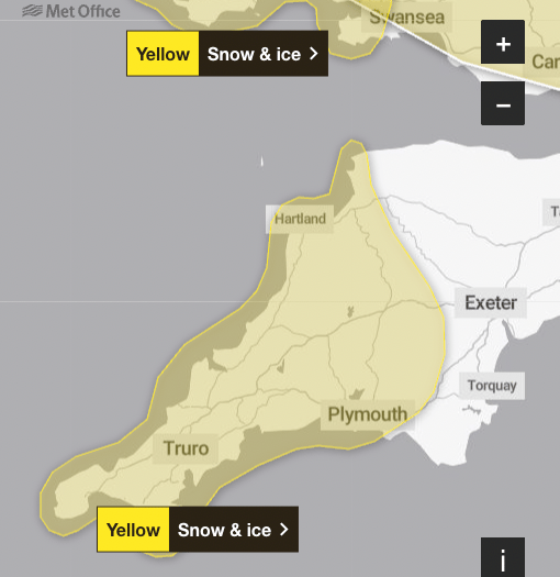 Wintry showers may disrupt parts of South Hams