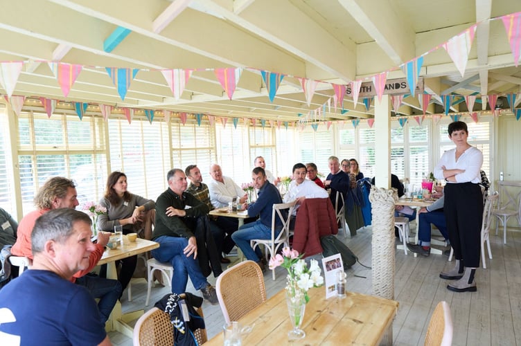South Hams Chamber chair, Samantha Dennis (right), addressing members at a post-Budget event (Image courtesy: Cornerstone Photography/LDRS use