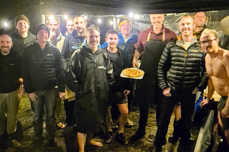 Some of the men attending a Fire and Ice at Mothecombe for the 30-day MENtal health challenge.