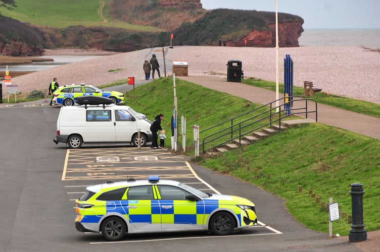 Budleigh Salterton in East Devon. Two men are missing, presumed dead after a Christmas Day swimming tragedy