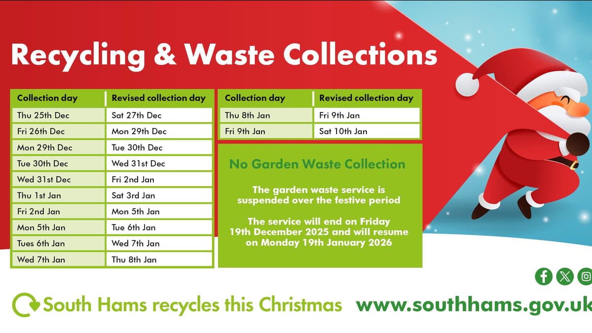 South Hams recycling and waste Temporary collection schedule