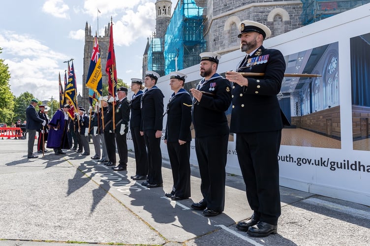 June 23- Armed Forces Day flag is raised outside the Guildhall in Plymouth City Centre.