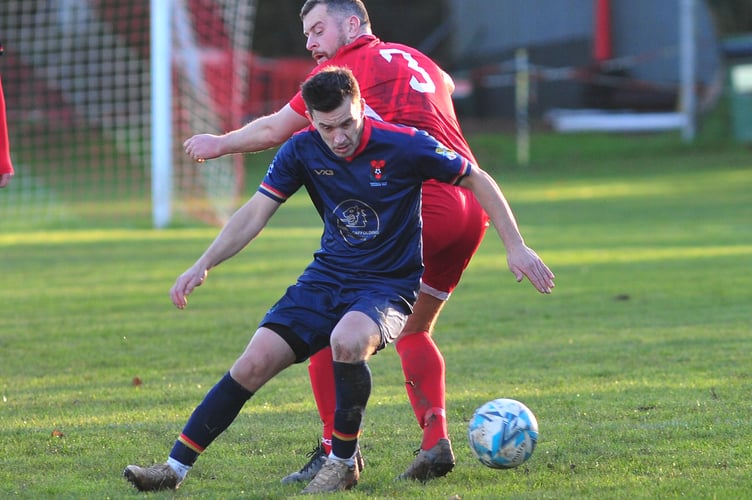 South Devon Football League.Action from the Herald Cup clash between Kingsteignton Athletic and East Allington United. The Rams came off the winners with a 2-1 victory over their visitors from the South Hams