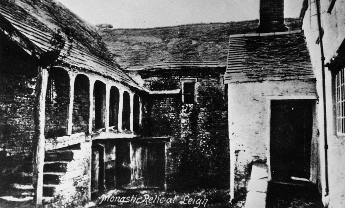 Ruins of Leigh Grange, former monastery. Interior of courtyard leading to gallery.