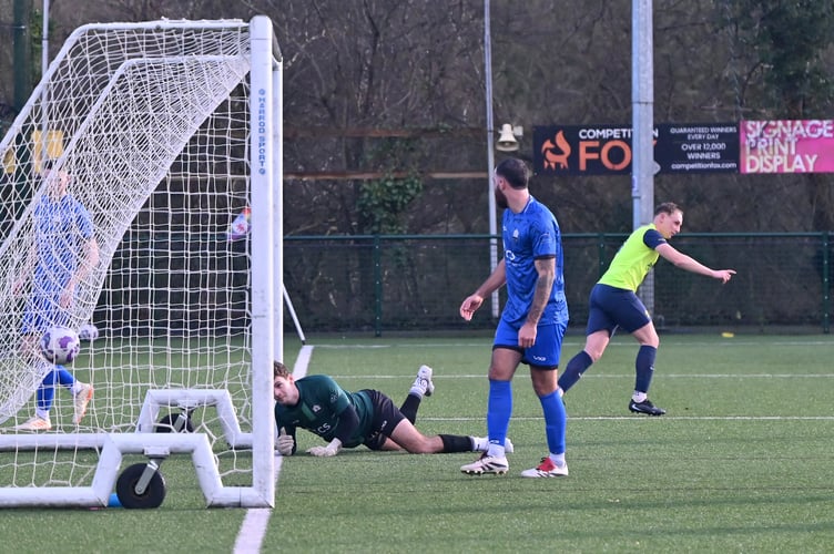 South Devon Football League Premier Division, Match action from Paignton Saints versus Lakeside Athletic in one of the handful of games that took place on Saturday. The Saints didn't go marching 'through and went down by three goals to two to their visitors from Plymouth