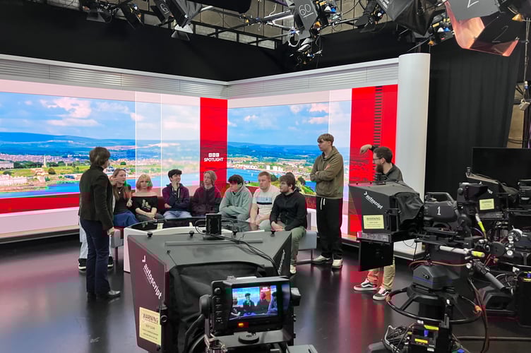 The Kingsbridge Community College students in the BBC Spotlight studio