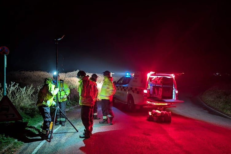 Dartmouth Coastguard Rescue Team at Torcross after the collapse of the Slapton Line.