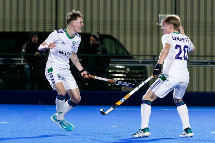 Fletch Naisbett-Jones celebrates restoring Ashmoor's lead with Theo Bennett