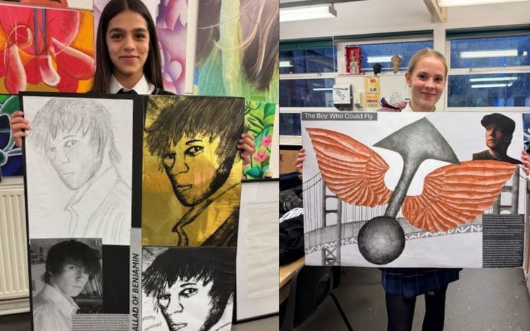 Dartmouth Academy art students inspired by Louis Dunford song on knife crime.