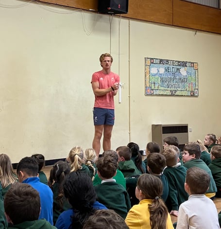 Paralympic athlete David Hill inspiring pupils at  Manor Primary 