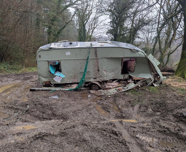 Shocked landowners discover 'mystery' abandoned caravan