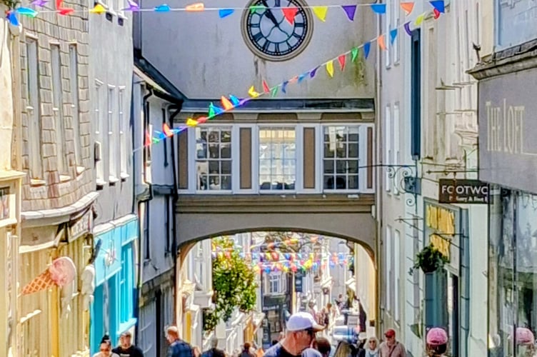 Flags flying in Totnes by Dick Evans