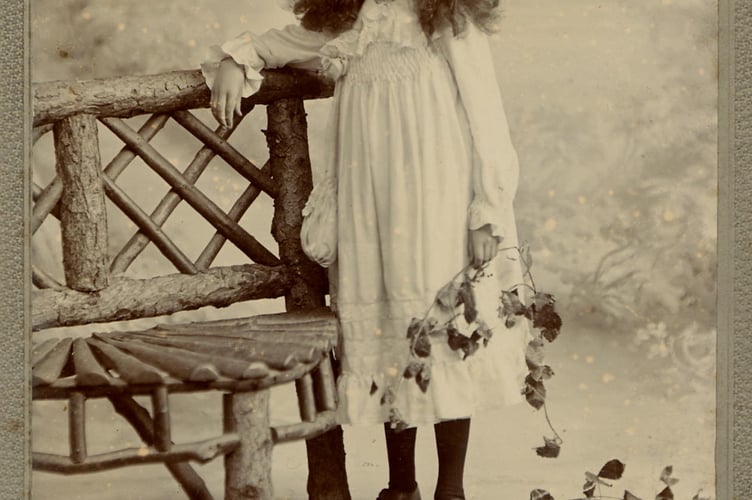 Around 1880's studio photo of Miss FF Luscombe whose father taught woodwork at Kingsbridge Grammar School