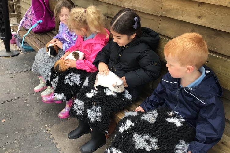 The children make new furry friends