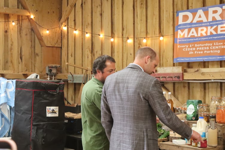 HRH inspecting the farms produce
