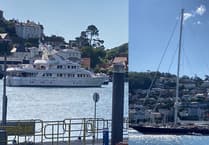Luxury yachts Hermetica and Constance moor in Dartmouth
