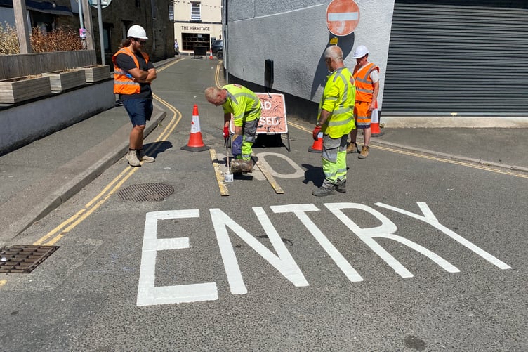 The team of engineers putting the finishing touches to the Culvert works