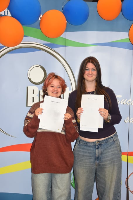 Sophie Lityle and Erim O'Brien at Brixham College results day