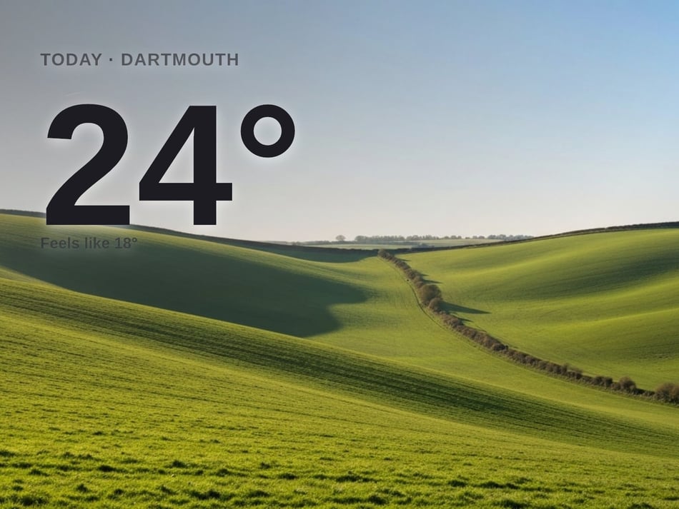 Dartmouth: sunny day, high of 24°C