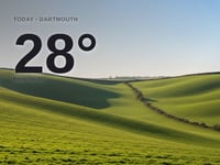 Dartmouth: sunny day, high of 28°C